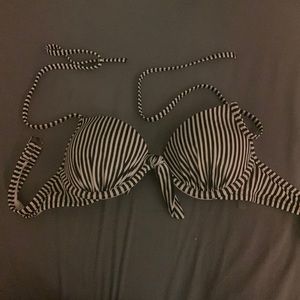Black and white striped bikini top